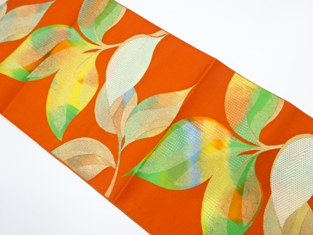 本場筑前博多　枝葉模様織り出し　名古屋帯